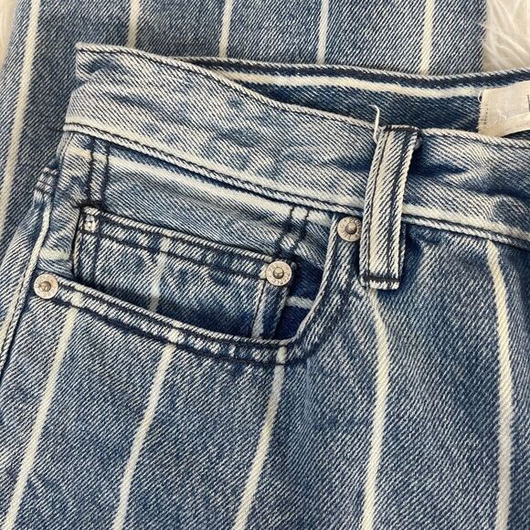 Free People We The Free Draw The Line Striped Straight Leg Jeans Sz 26 - Picture 7 of 13